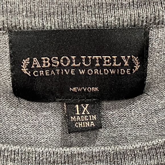 Absolutely Creative Worldwide Brand Dark Grey w/Black Spots Women’s Blouse Sz 1X - Picture 3 of 6